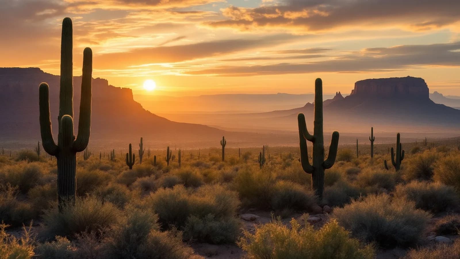 Serene Arizona desert with red rock formations under clear air