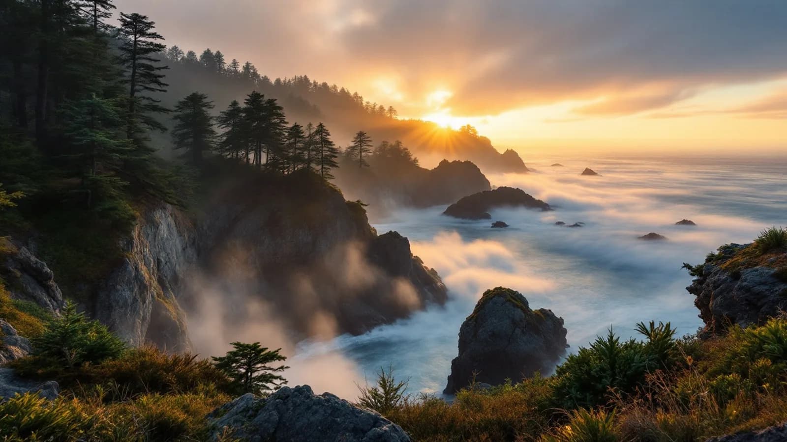 California coastline with golden hills under a clear open sky
